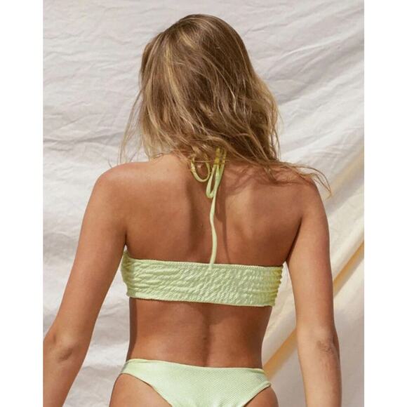 Stone Fox Swim Free People Meadow Top Size L Butterfly Pique Halter Green Beach - Picture 9 of 14